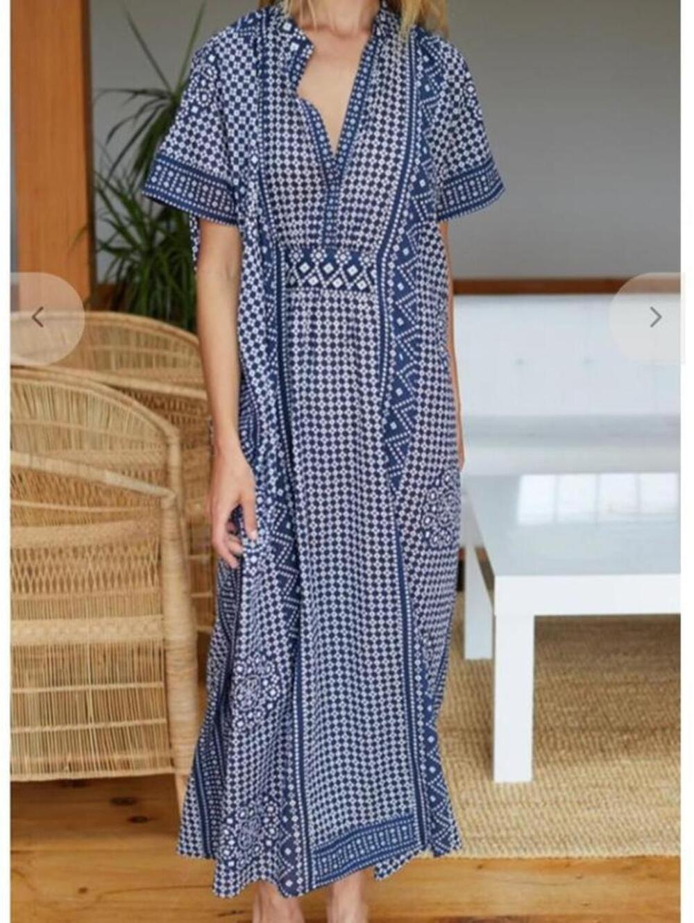 Emerson Fry India Collection Ink Organic Cotton Caftan One Size